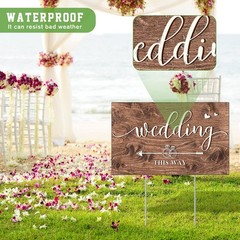 Wedding Direction Signs – 3 Pack Double-Sided Arrow Yard Signs with Metal Stakes