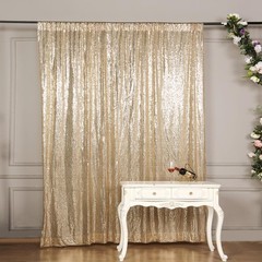 CHAMPAGNE 8 ft x 8 ft Sequined Backdrop Curtain Wedding Party Booth Decorations