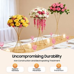 3Pcs Hourglass Wedding Flower Stand – Gold, Different Sizes, Table Centerpieces