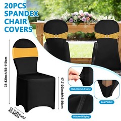44 Pcs Tablecloth Chair Covers Chair Sashes Set, Spandex Chair Covers Sequin