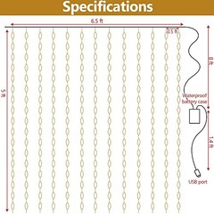 LED Window Curtain Light, Warm White Fairy String Light with Remote Control