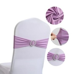 25/50/100 – Spandex Stretch Chair Sash Elastic Bow with Buckle