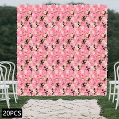 Set Of 20 Dark Pink Artificial Flower Wall Panels 60 × 40 cm Backdrop