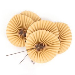 6 NATURAL Dried Tropical Palm Leaf Paper Fans Wall Backdrop Wedding Supplies