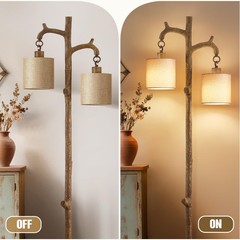 Rustic Floor Lamp for Living Room – Newly Upgraded Heavy-Duty Resin Base Farm…
