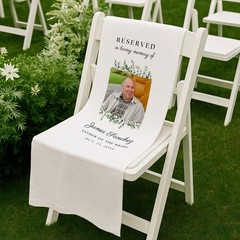 Custom Photo Reserved Fabric Memorial Wedding Seat Banner