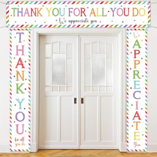 Tingjoo 3 Pcs Employee Appreciation Banner Thank You Door Colorful Classic
