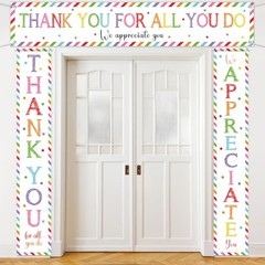 Tingjoo 3 Pcs Employee Appreciation Banner Thank You Door Colorful Classic