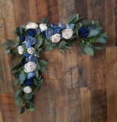 Burgundy Peach Arch Wedding Decor Table Runner Gray Sola Wood Flower Garland