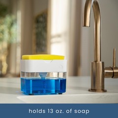 S&T INC. Dish Soap Dispenser and Sponge Holder for Kitchen Sink Matte White