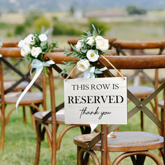 Wedding Reserved Row Signs – This Row Is Reserved Wooden Hanging Signs for Chair