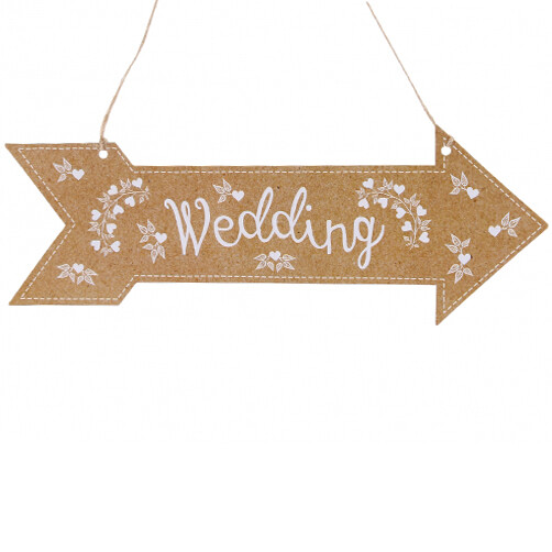 3 WEDDING ARROW HANGING Paper Card Party Venue Two Sided Direction Hanger Sign