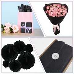 Phinus 30 Sheets Gift Bag Tissue Paper, 20 x 14 1 sheet (Pack of 30), Black