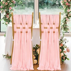 PakiInno Blush Chair Sashes Tulle Fabric: 50 Pcs Wedding Sheer Chair Bows Tie…