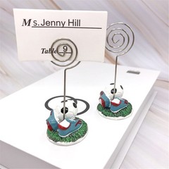 2Pcs Football Shape Place Card Holder With Resin Base Decorative Note Holder