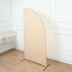 6 ft x 3 ft Matte BEIGE Fitted Spandex Half Moon Backdrop STAND COVER Party