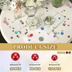 200 Pcs Pearl Bead for Vase Filler, 20/14/10mm Floating Beads(Red Dark Green)