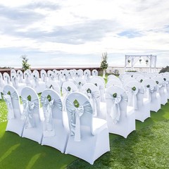 VEVOR 12PCS White Stretch Spandex Folding Chair Covers for Wedding Party Dining