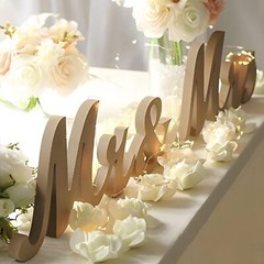 Mr and Mrs Signs Wedding Table Decorations, Wooden Freestanding Wood Color