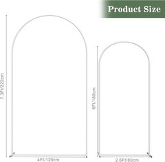 Set of 2 Metal Arch Backdrop Balloon Stand Decor for Wedding Birthday 7.3FT&6FT
