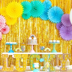 Gold Foil Fringe Curtain 4 Pack Metallic Tinsel Backdrop Photo Booth Party Decor