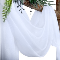 PARTISKY Wedding Arch Draping Fabric, 1 Panel 28″ x 19Ft White Wedding Arch D…