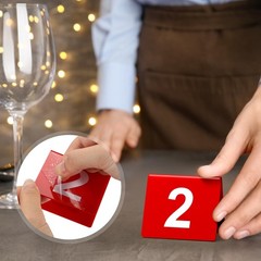 Tuanse Table Numbers 1-25 Acrylic Double 2.5 x 2.17 x 2 inches, Red, White