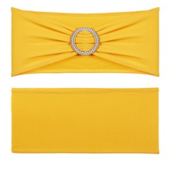 VEVOR 100PCS Gold Stretch Spandex Chair Sashes Elastic Band Wedding Party Dining