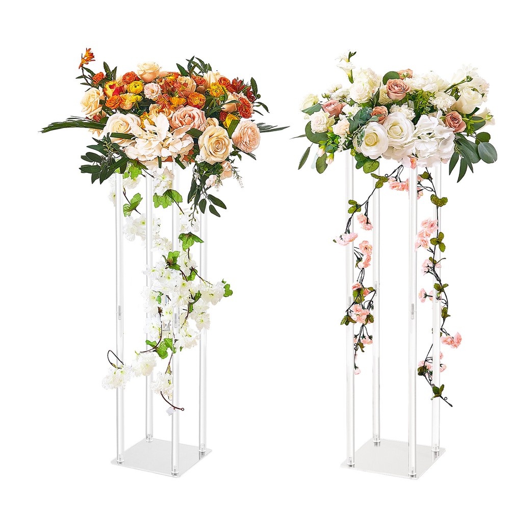 2PCS 31.5inch Tall Wedding Column Flower Stand Display Rack Acrylic
