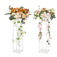 2PCS 31.5inch Tall Wedding Column Flower Stand Display Rack Acrylic