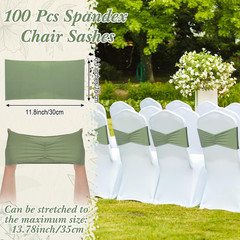 100 Pcs Spandex Chair Sashes Bows Bands Slider Sashes for Chair Covers Elastic B