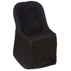 10 Black POLYESTER Folding Flat CHAIR COVERS Wedding Banquet Dinner Decorations