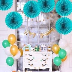 Easy Joy Teal Party Decorations Paper Fans Birthday Wedding Home Party Hangin…