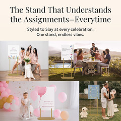 Gold Wedding Welcome Sign Stand with Holder – Elegant Metal Easel Display for Se
