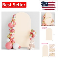 Versatile 6.6FT Spandex Wedding Arch Cover for Parties and Ceremonies in Beige