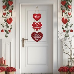 YUNKKIN Valentines Day Door Decorations Heart Wreath Heart Wall Decor Wooden …
