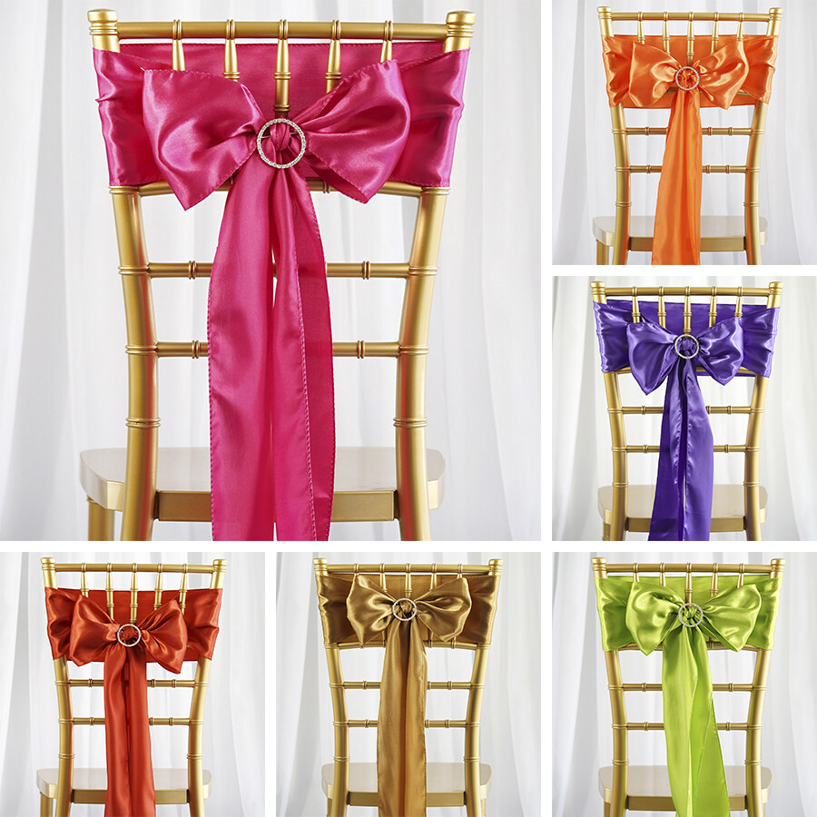 75 Satin CHAIR SASHES Ties Bows Wedding Party Catering Reception Decorations