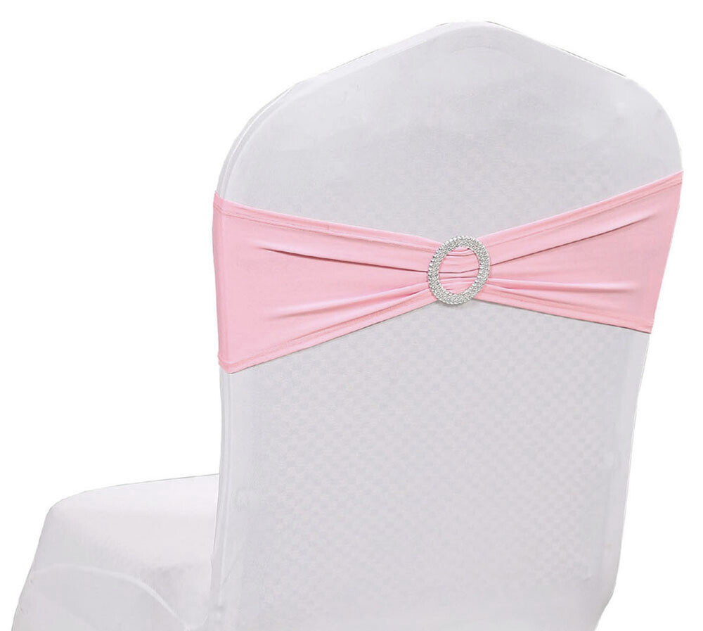 100 Spandex Stretch Chair Cover Sashes Bows Wedding Party (Blush Pink)~FREE SHIP