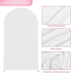 7.2 FT Wedding Arch Backdrop Stand and White Arch Cover Metal Arch Stand
