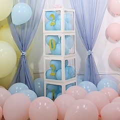 WHITE 12″ Transparent Balloon Boxes with Trim Centerpiece Decorations