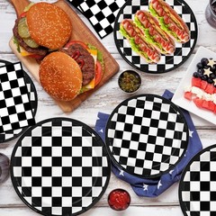 Oigco 60 PCS Race Car Birthday Party Decorations, Checkered Flag Plates and N…