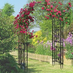 Metal Garden Arch w/ Ground Spikes Climbing Plant Support Trellis Wedding Decor