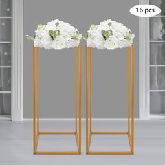16pcs Flower Stand 60cm Gold Square Tube Wedding Party Decoration Display Holder