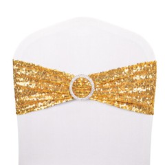 10-100Pcs Stretch Sequin Wedding Chair Bands with Buckle Slider Sashes Bow Decor