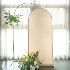 6FT Beige Spandex Wedding Arch Cover Round Top No Import Fees
