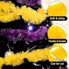 50 Feet Christmas Tinsel Garland, Metallic Foil Twist Garland Macaron Yellow