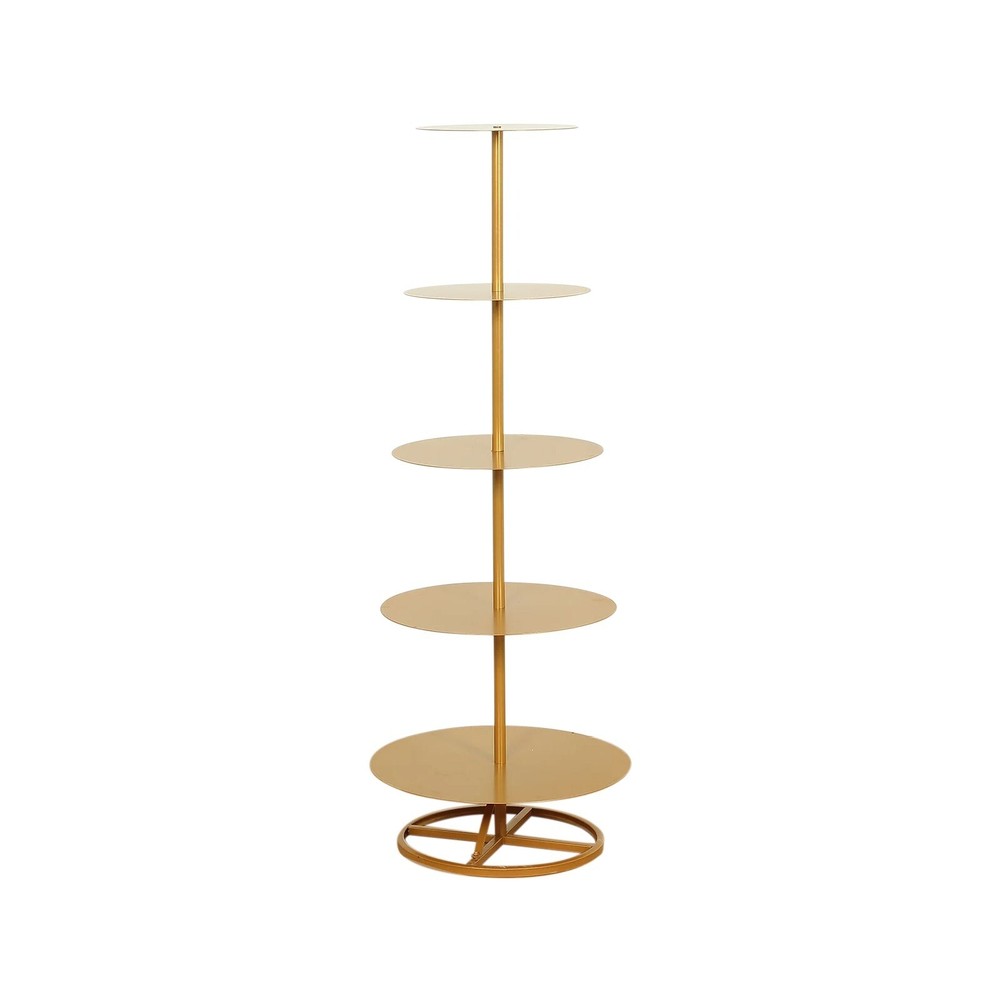 Gold 5-Tier 4.5 ft Round Metal Champagne Tower Stand Party Events