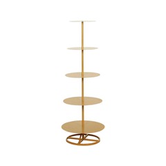 Gold 5-Tier 4.5 ft Round Metal Champagne Tower Stand Party Events