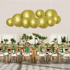 10/12in Ball Round Paper Lantern Hanging Lamp Shade Decoration for Wedding Party
