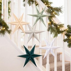 Paper Stars Christmas Party Decorations, 5PCS 6-Pointed Paper Star Hanging De…